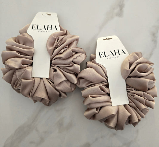 Beige Satin Scrunchie